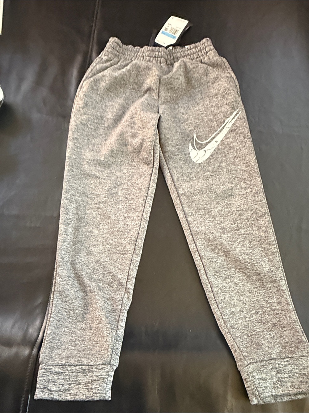 Nike Boys Grey Heather Joggers with Swoosh